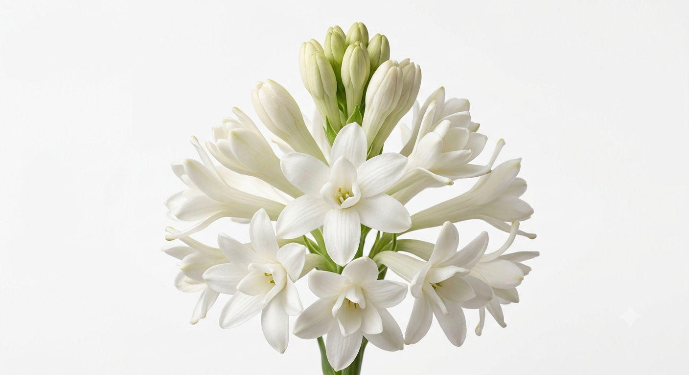 The heart reveals an incredibly rich, sophisticated layer driven by the creamy, carnal sweetness of premium night-blooming tuberose.